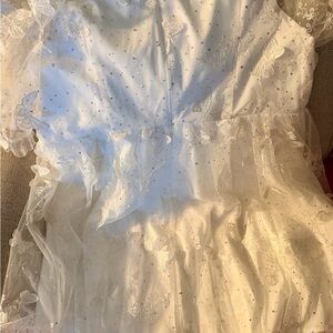 SHEIN White High Low Dress with Butterfly Details